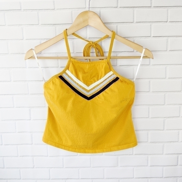 Forever 21 Yellow Chevron Halter Top Women's Medium - Picture 1 of 5
